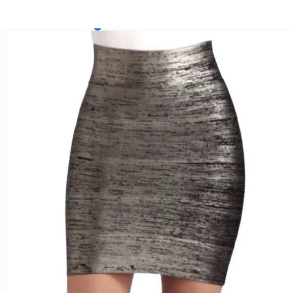 BCBGMAXAZRIA Josie Gunmetal Mini Skirt Size Large - Picture 1 of 4